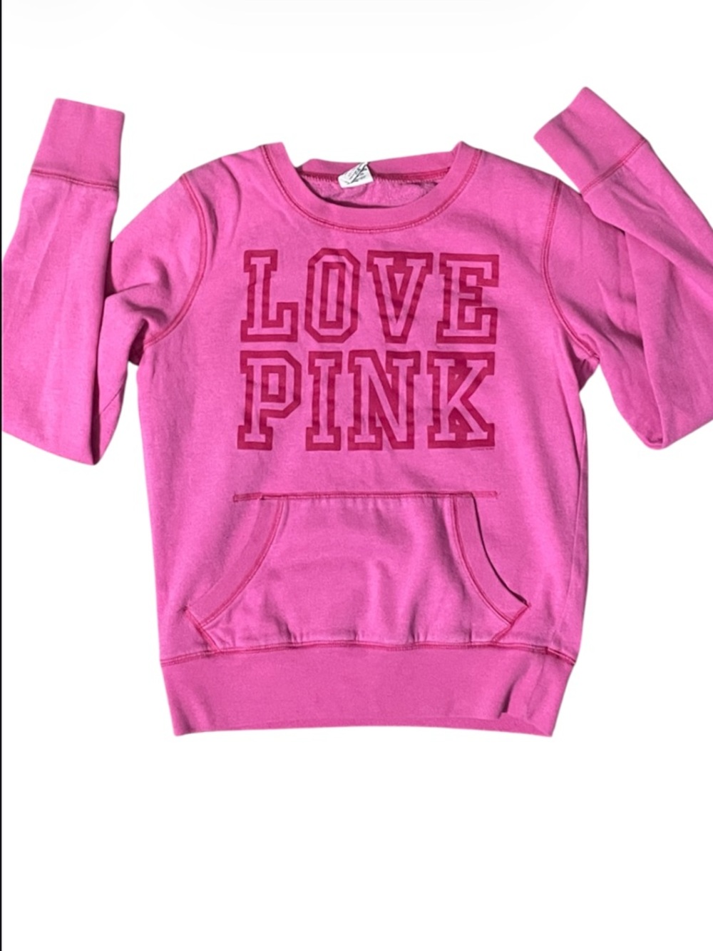 PINK Victoria's Secret Hot Pink 'LOVE PINK' Pullover Sweatshirt